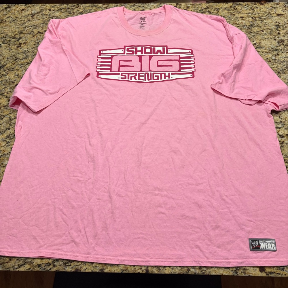 WWE Authentic Wear Pink Rise Above Cancer T-Shirt Susan G Komen 5X Big Show 2012